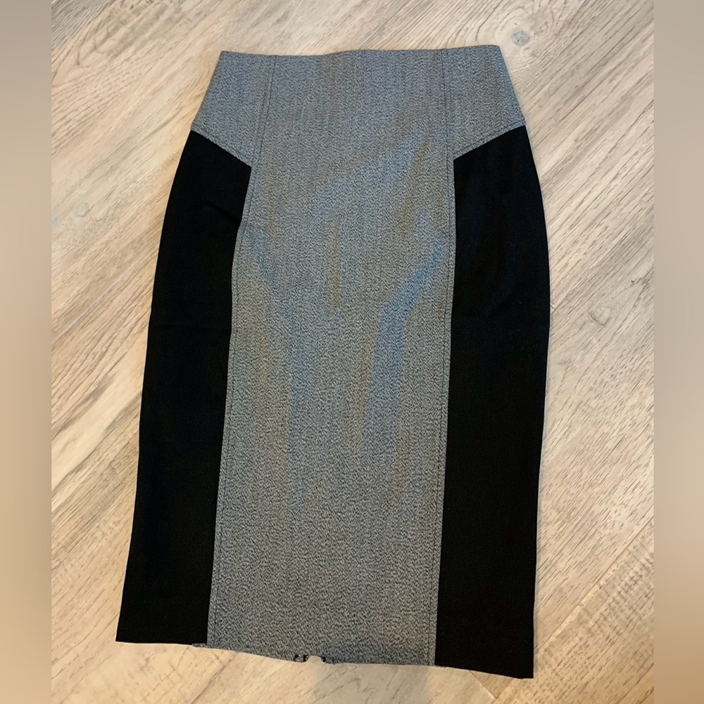 Express Black & Grey Pencil Skirt with Back Zipper